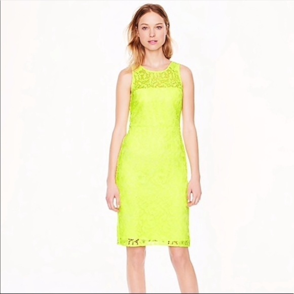 J. Crew Collection Lace Sheath Dress Neon Green - Picture 1 of 8